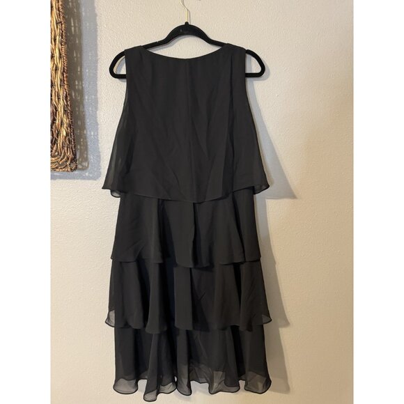 SLNY Party Dress Women’s 14W Black Crystal Ruffled Tier Semi-Formal Flowy NEW - Picture 7 of 9